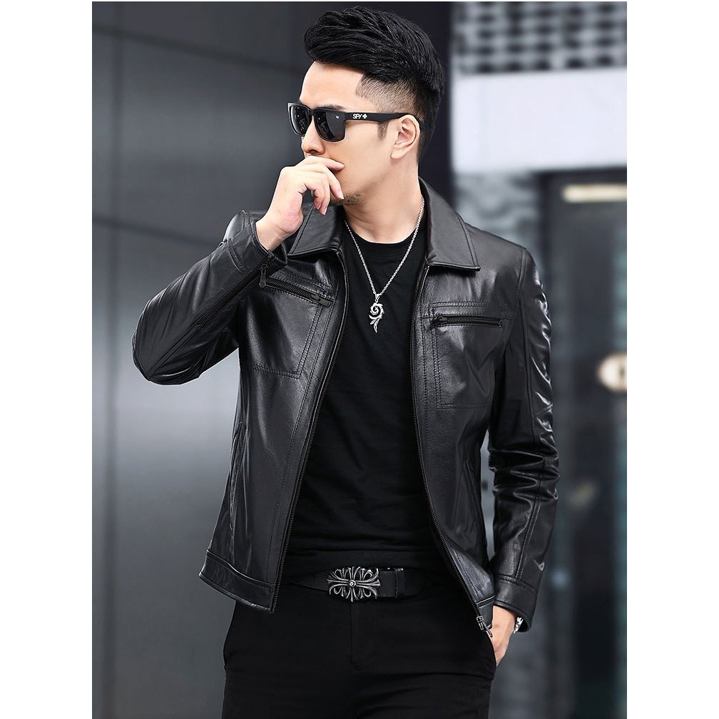 BONADO AK3536 เสื้อแจ็คเก็ตหนังผู้ชายเกาหลี