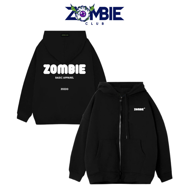 Zombie Club Zip Hoddie โลโก้ ZOMBIE ของแท้ SS1 Unisex