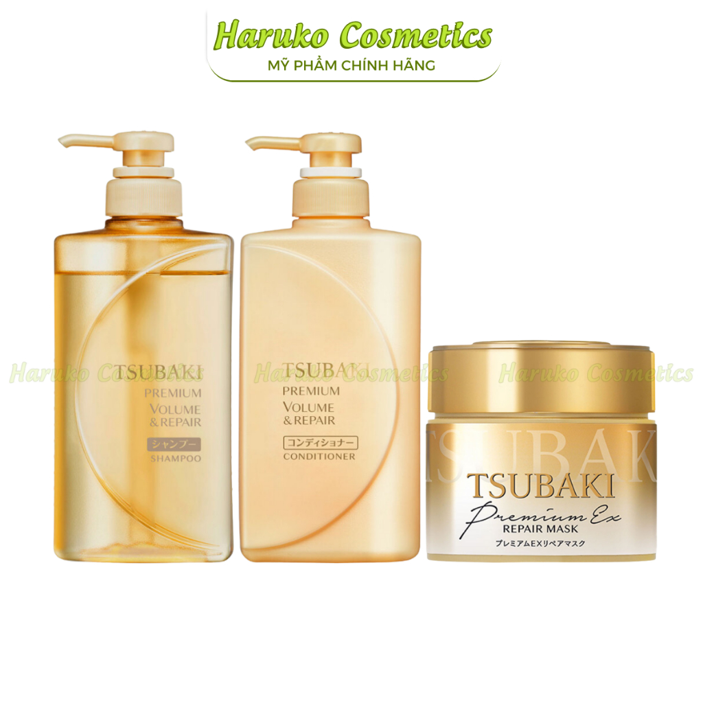 Tsubaki Premium Repair Hair Loss Recovery Shampoo Set 490ml &amp; Tsubaki Damaged Hair Mask 180g