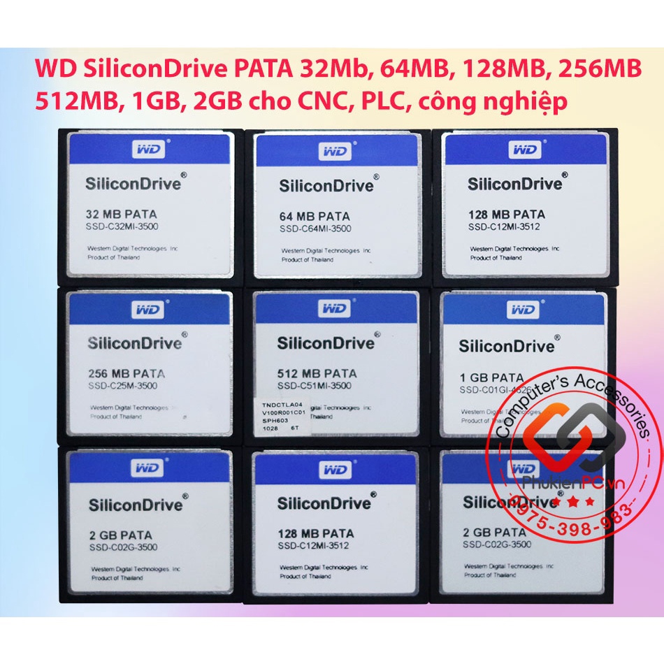 CF Compact Flash Card WD SiliconDrive 32MB 64MB 128MB 256MB 512MB 1GB 2GB อุตสาหกรรมสําหรับเครื่อง C