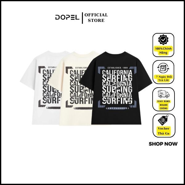 เสื้อยืด unisex ทรงหลวม DOPEL พิมพ์ลายตัวอักษร 3 มิติ ผ้าคอตตอน 2 ทางเท่ๆ คอกลมพื้นฐาน TSO003