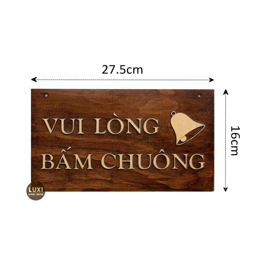 HCM HCM HCM | ป้ายแขวนประตูไม้ด้านเดียว PLEASE RING THE BELL LUXI DECOR HCM