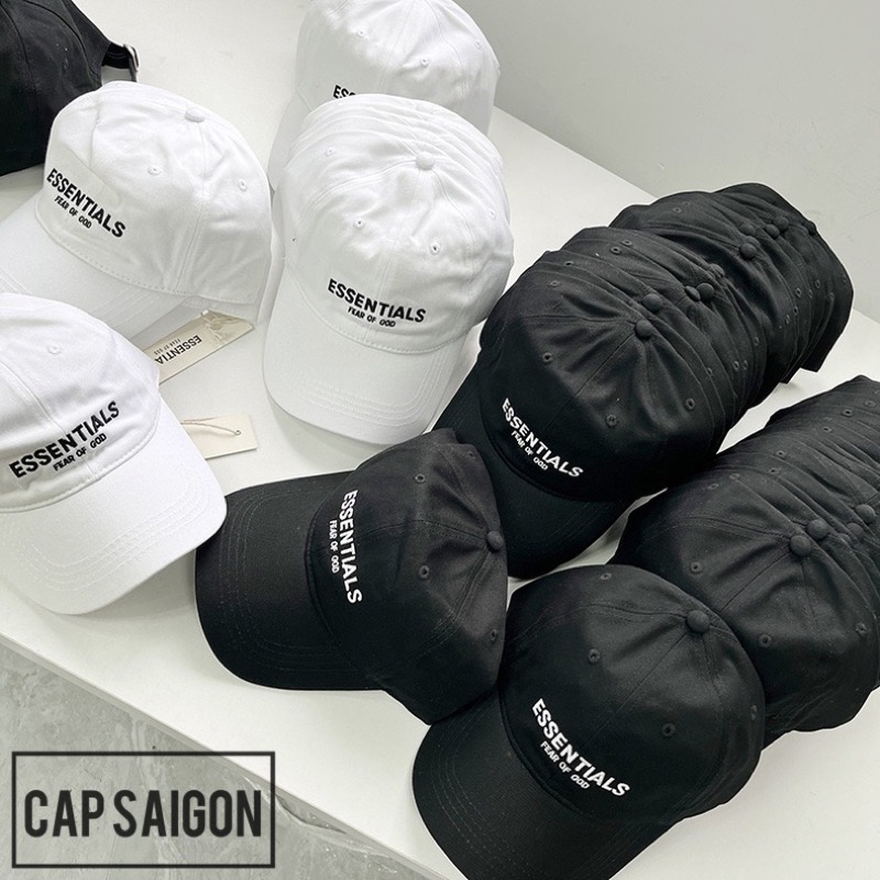 หมวกแก๊ป หมวกเบสบอล SAIGON ปัก ESENTIALS ทรงนุ่ม เนื้อสีกากีเท่ๆ 2 ชั้น พื้นฐาน unisex สไตล์เกาหลี