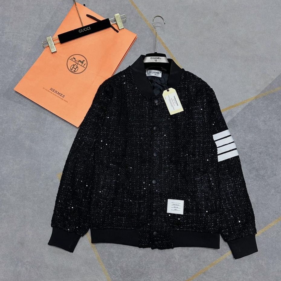 Thome Browne Jacket ผ้ากลิตเตอร์สวยมาก Thome Bomber Jacket ปักลายมือคุณภาพสูง Hottrend 2023 สุดฮอต