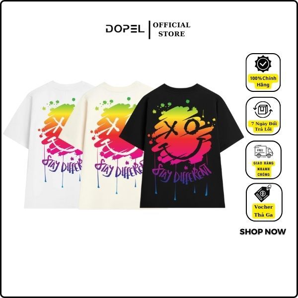 เสื้อยืด Unisex พิมพ์ลาย XO ลายสะท้อนแสง ผ้าคอตตอนคอกลม 2 ทางสุดเท่ DOPEL - TSO031