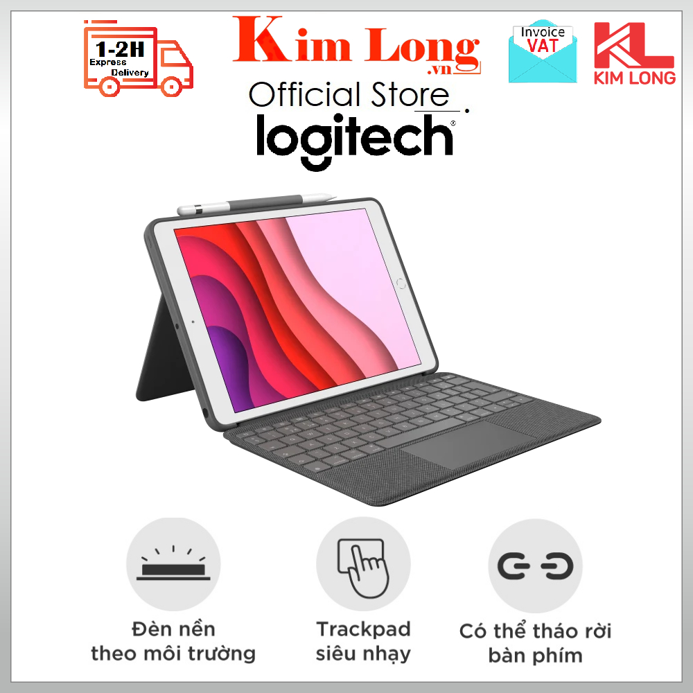 Logitech Touch iPad 7 iPad 8 iPad 9 ที ่ ใส ่ คีย ์ บอร ์ ดพร ้ อมคีย ์ บอร ์ ดแบบสัมผัสขนาดเต ็ ม