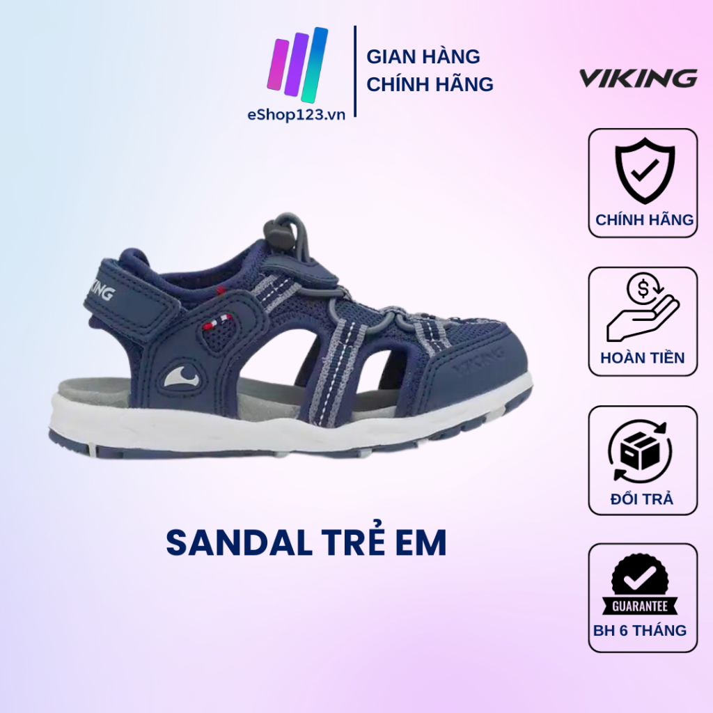 Girls Sandal Viking รองเท้าแตะหัวปิด Dark Blue พื้นรองเท้าหนังแท้ อ่อนโยน สบาย ได้ทั้งเด็กชาย ของแท้
