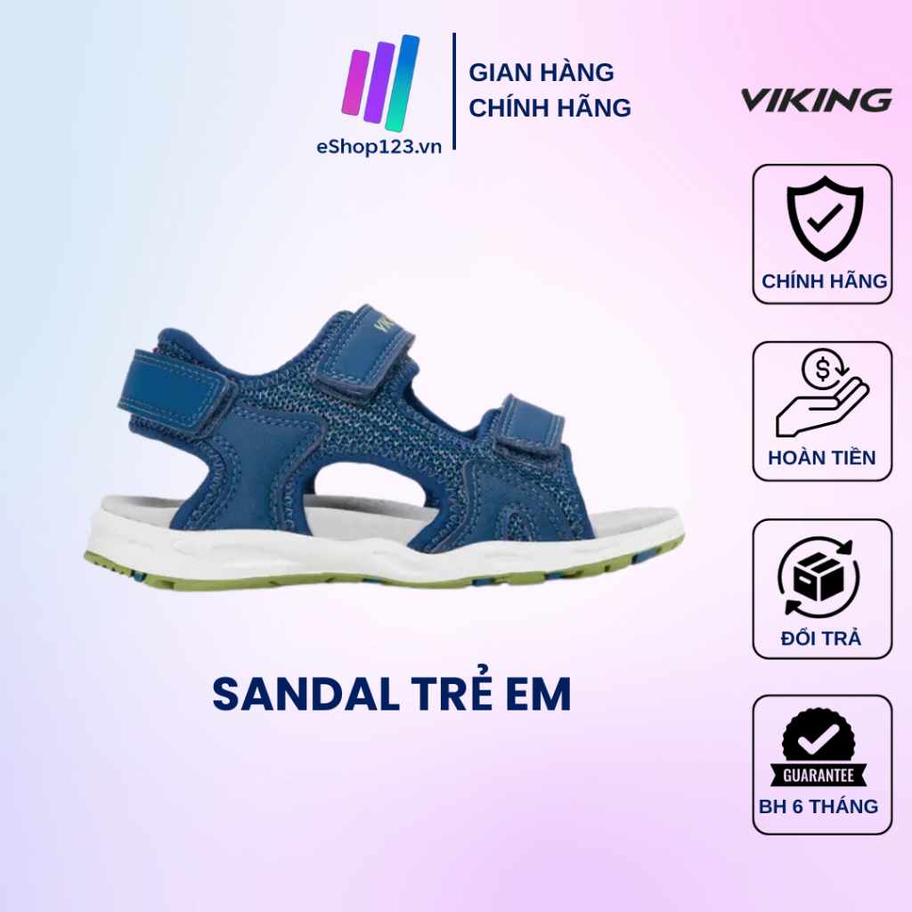 Girls Sandal Viking sandal สีน้ําเงิน Moss Green พื้นรองเท้าหนังแท้ อ่อนโยน สบาย ได้ทั้งเด็กชาย ของแ