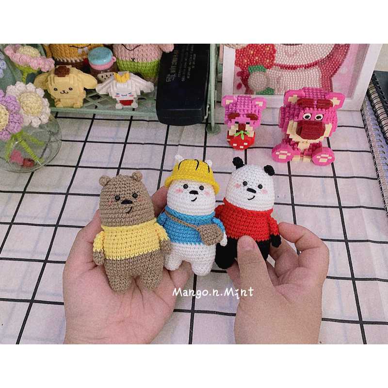 พวงกุญแจขนสัตว์แฮนด์เมด We Bare Bear