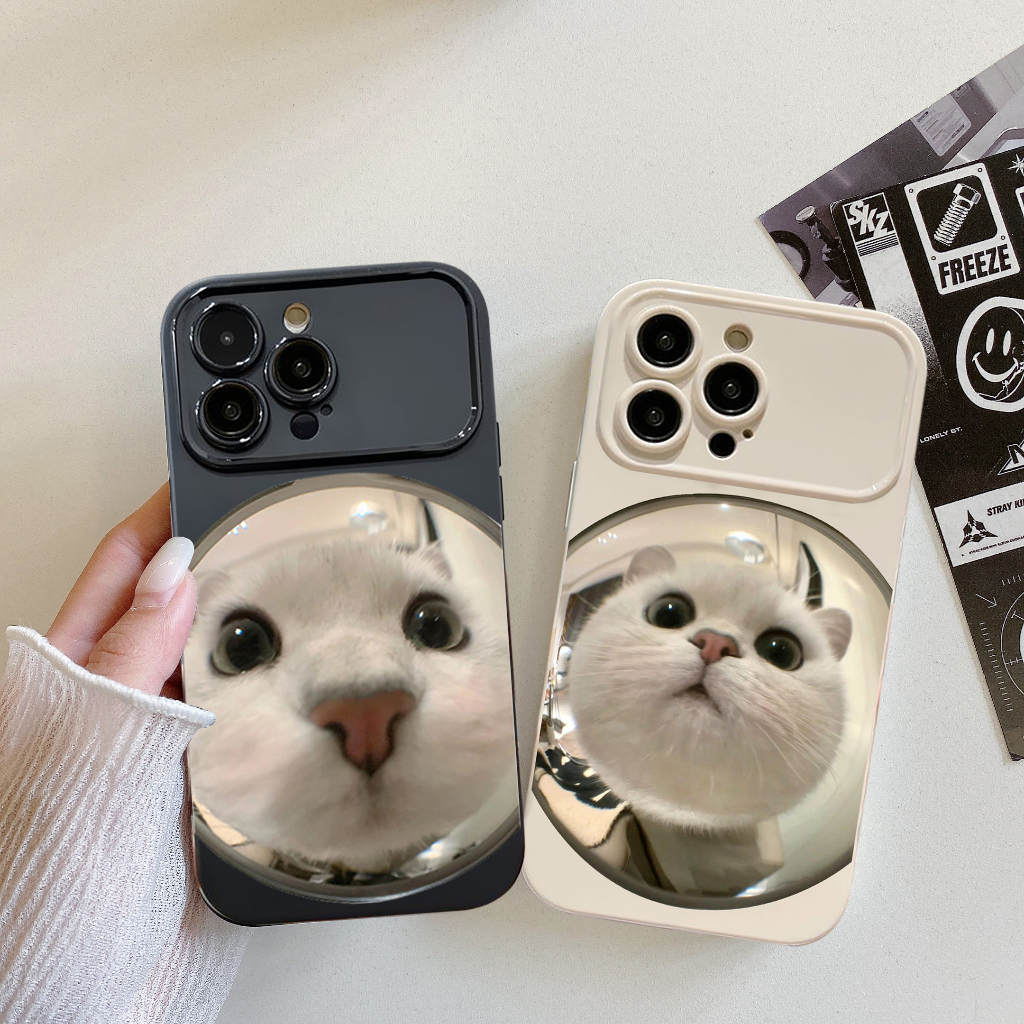 ตลก meme cat เคส iPhone พร้อมกรอบกล้องสําหรับ iPhone 15 14 XR 13 11 12 Pro Max 8 7 6 6S Plus X Xs Ma