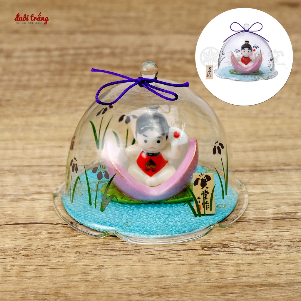 Momotaro Peach Boy Iris Japan Flower Glass Cage 8cm - 5776 - Yakushigama