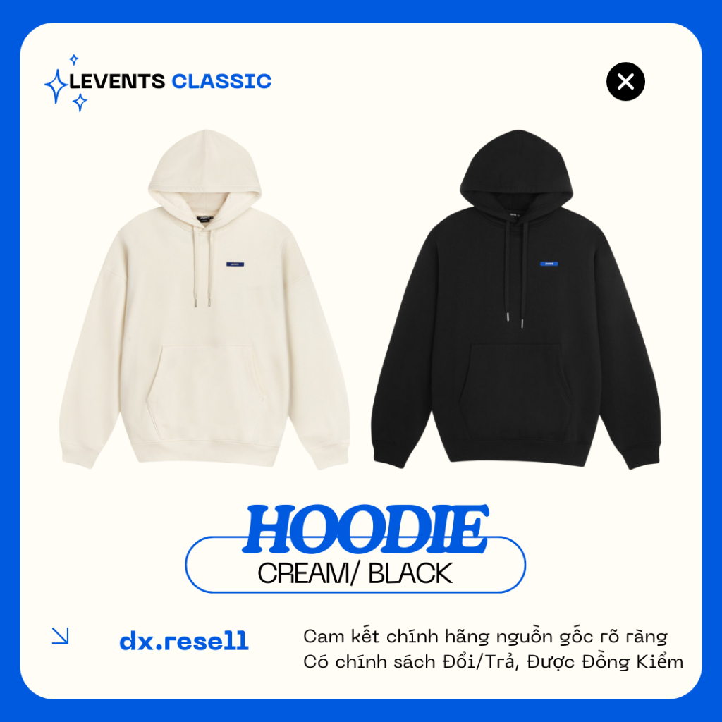 Levents Classic Hoodie (สีดํา ,ครีม) Unisex dx.resell