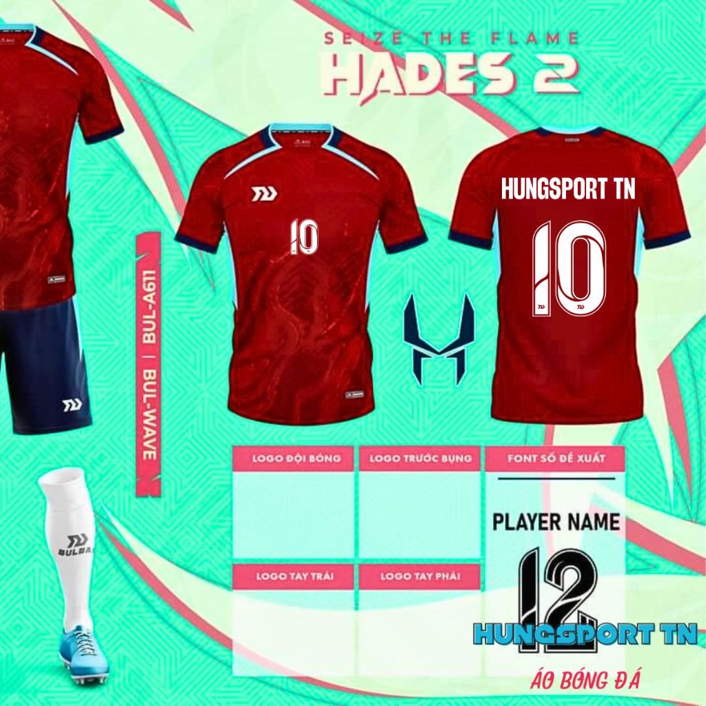 เสื้อฟุตบอล Bulbal Hades 2 ผ้า Bul-Wave นุ่ม โปร่ง ตะเข็บแข็งแรง 6 สีน่าดึงดูด -HUNGSPORT TN
