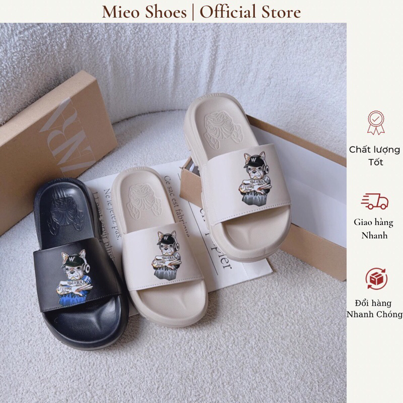 MieoShoes รองเท้าแตะขนมปังสายไขว้สุนัขแท้ D2394 D2395
