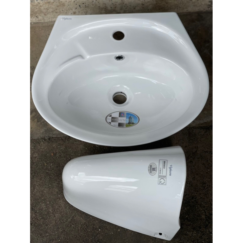 Lavabo Viglacera Sink VTL2/BS503 (BS401) ขาแขวน (รวม lavabo และขาตั้งแขวน ไม่รวมก๊อกน้ําและท่อระบายน