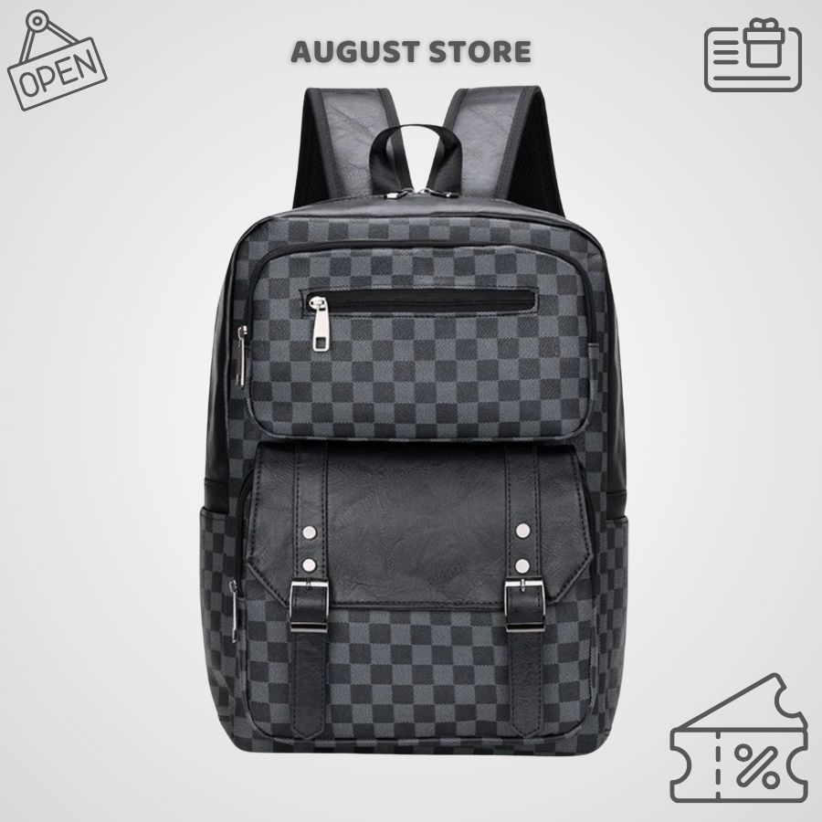 Fashion Men Women Stripes Pu Leather Backpack - August Backpack