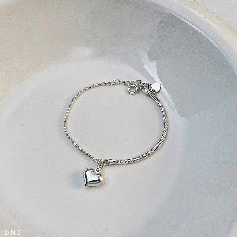 สร้อยข้อมือบะหมี่ผสมเงิน S999 รหัสหัวใจ LT326 ร้าน Me Ly Silver ส่งเงินมาตรฐาน