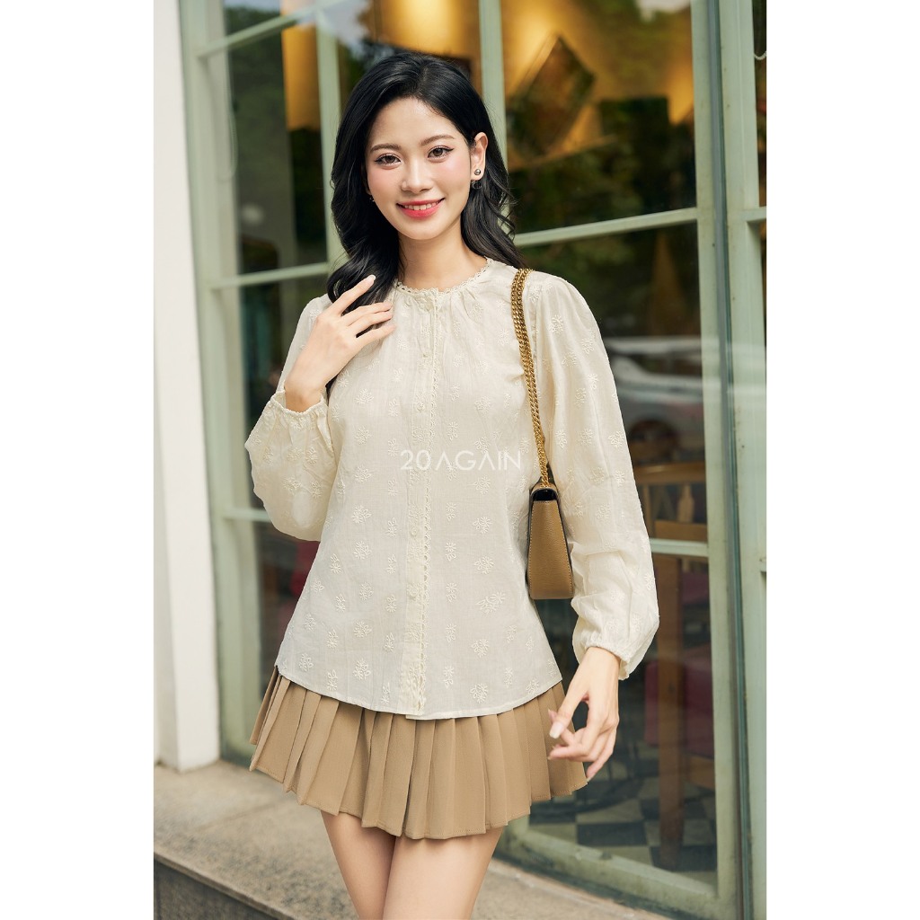 เสื้อดิบคอปกลูกไม้ปัก ASW2296