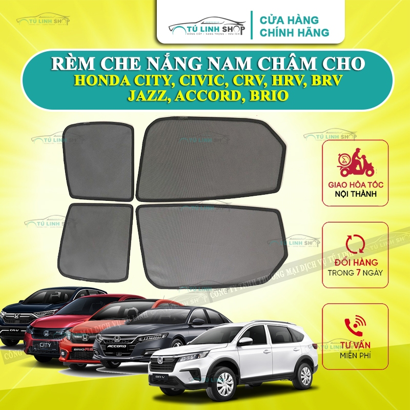 ม่านบังแดดแม่เหล็กสําหรับ Honda City, Civic, CRV, HRV, BRV, Jazz, Accord, Brio แท้ Mincar