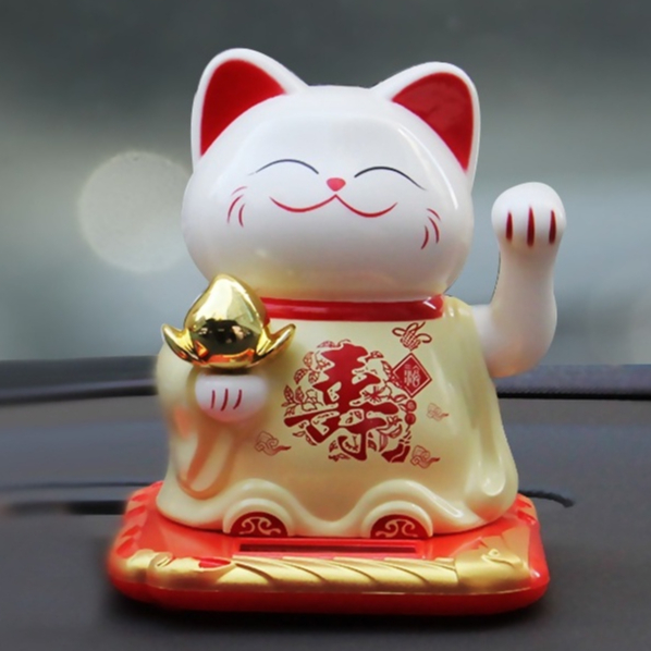 God OF WEALTH CAT - LUCKY CAT MANEKI NEKO USING SOLAR ENERGY สูง 11CM - BUDDHA SHOP