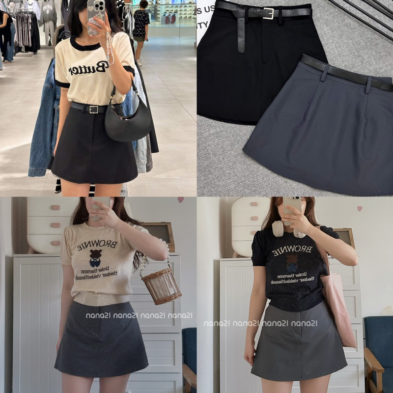 กระโปรงทรงเอพร้อมเข็มขัด Nana21 Nanastore21