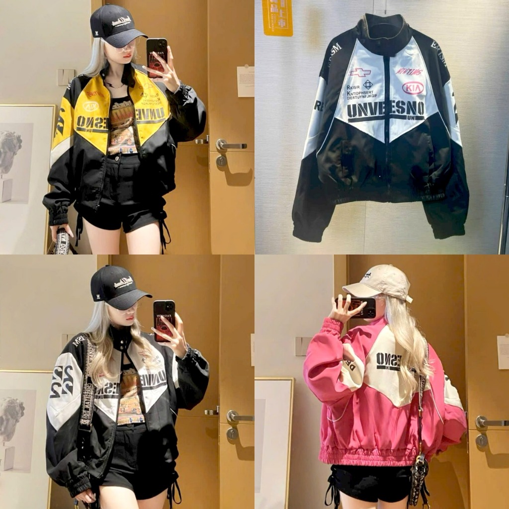 เสื้อแจ็คเก็ตร่มชูชีพ UNVESNO LOGO สําหรับผู้ชายและผู้หญิง Ulzzang Unisex Loose Form Plain Bomber Jacket (รูปถ่ายจริง/มีจําหน่าย)