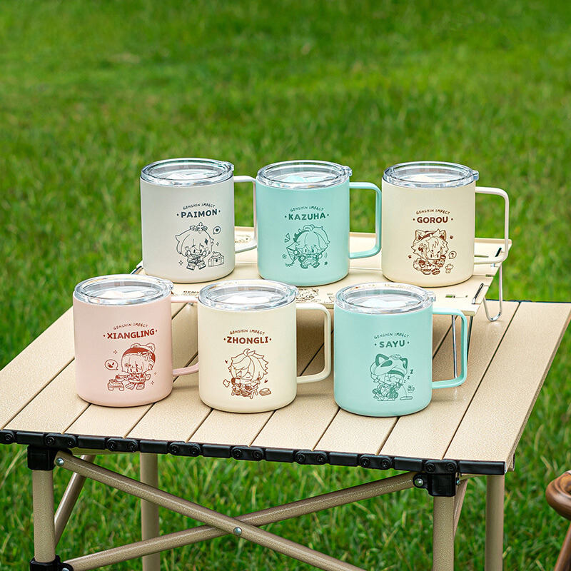 [ของแท้] Genshin Impact Outdoor Camping Theme Thermos Cup with Coaster