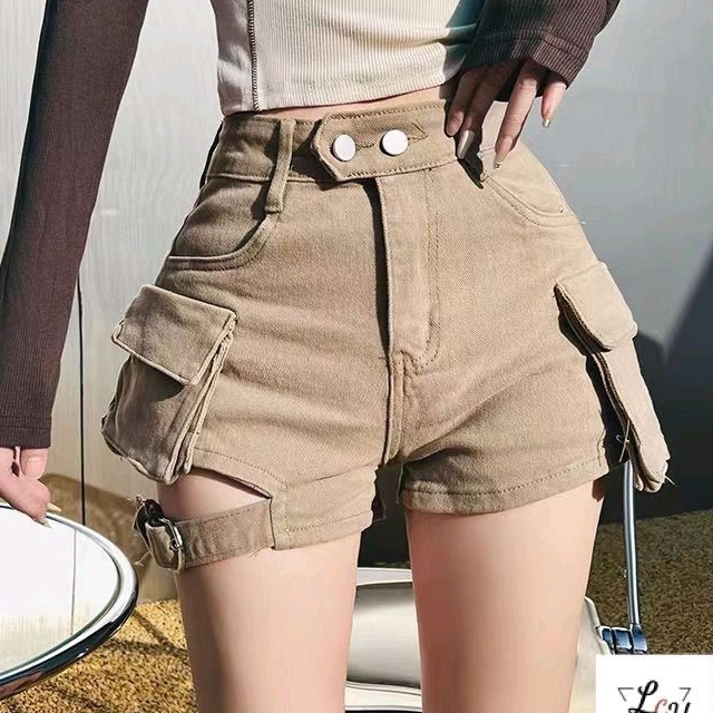 Alohashop91 กางเกงขาสั้น Ripped Khaki