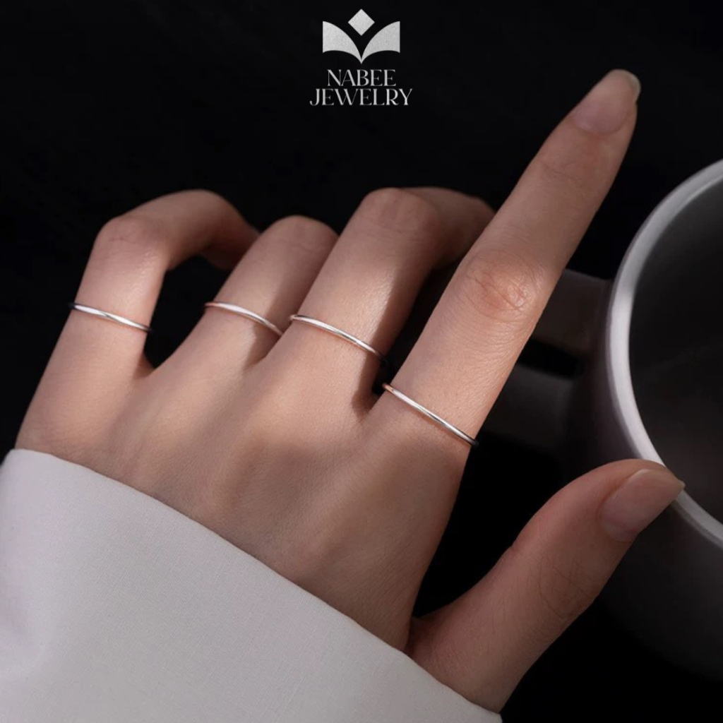 แหวนเงินผู้หญิงเรียบง่าย เครื่องประดับธรรมดา เครื่องประดับ Nabee Jewelry
