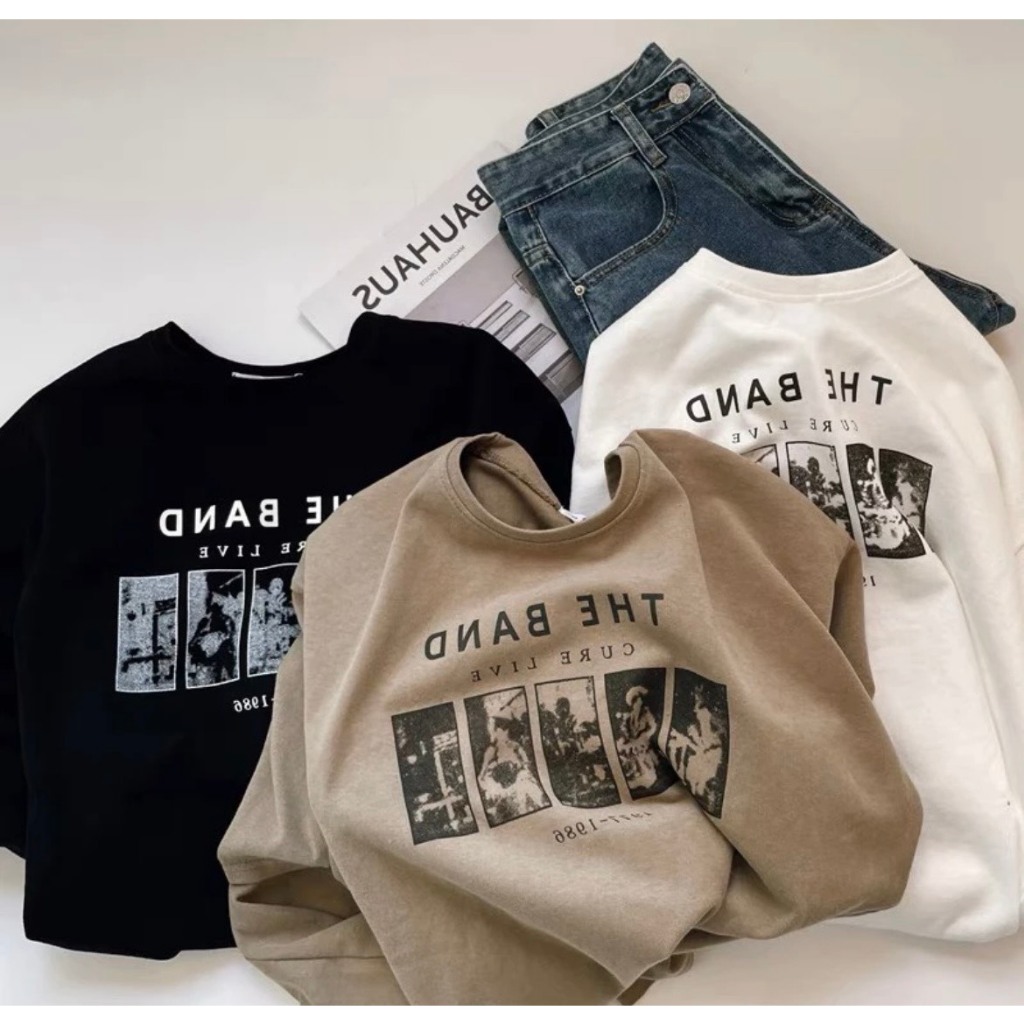 เสื้อยืดผ้าฝ้าย ไม่จํากัดเพศ เสื้อยืดวงแขนสั้น ทรงปล่อย เนื้อผ้าฝ้าย ใส่ง่าย ใส่เป็นคู่ออกงานหรือไปโรงเรียนได้