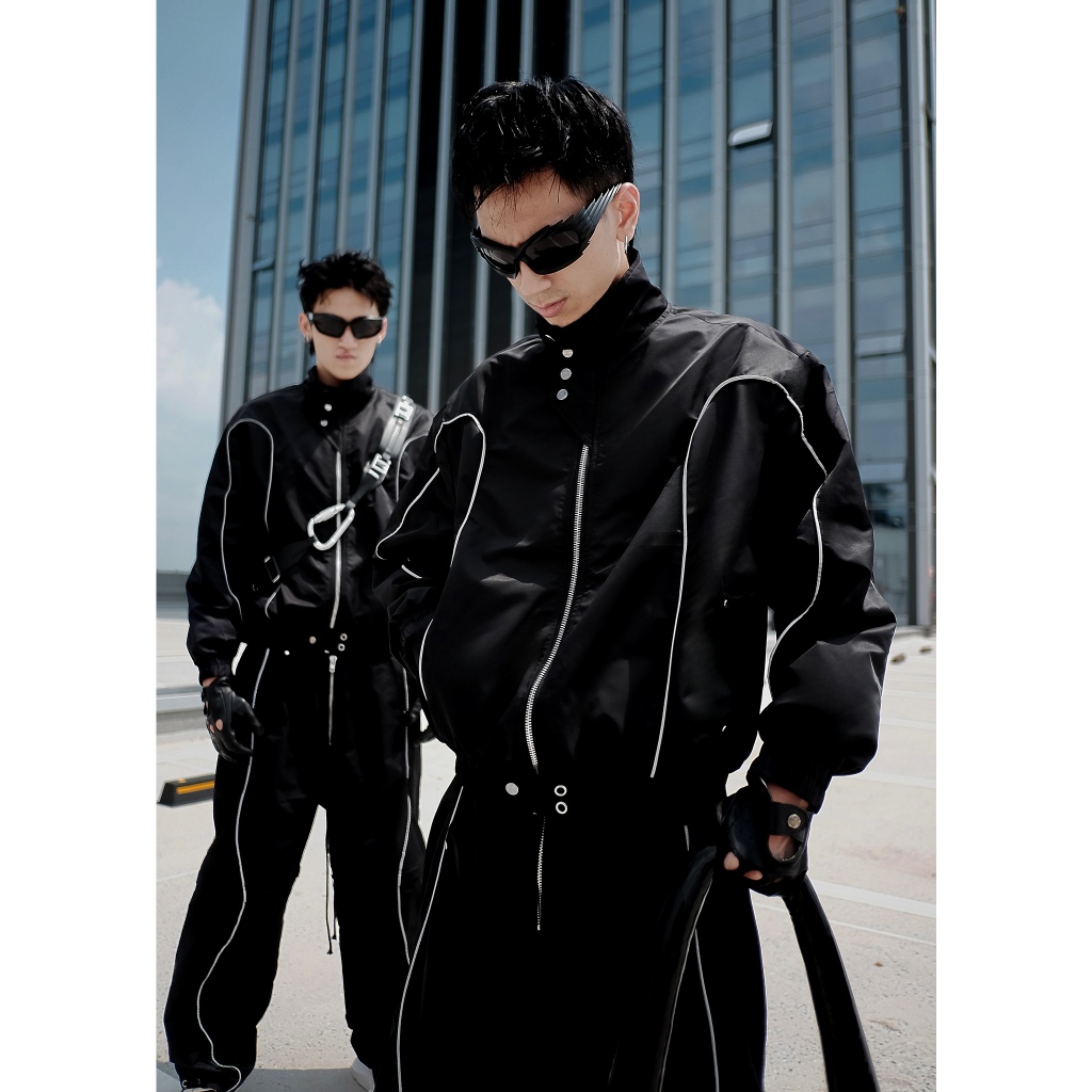 [รูปถ่ายจริง] RICH เสื้อกันลม Lind สะท้อนแสงสีดํา - AK074A