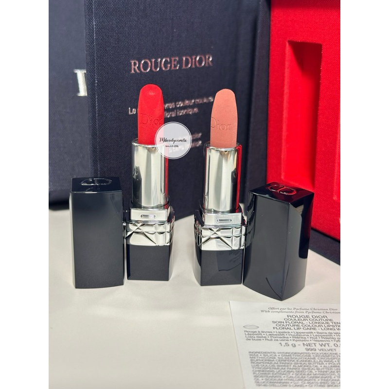 [ คลังสินค ้ าพร ้ อม ] Dior Rouge Mini Lipstick set Color 999 และ 100 - ของแท ้ พร ้ อมชุดแยก