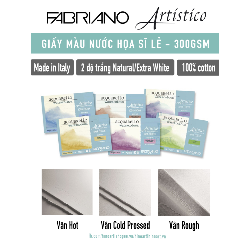 [แผ่น Odd] Fabriano Artistico สีน้ําศิลปินกระดาษสีน้ํา 100% Cotton - Made in Italy