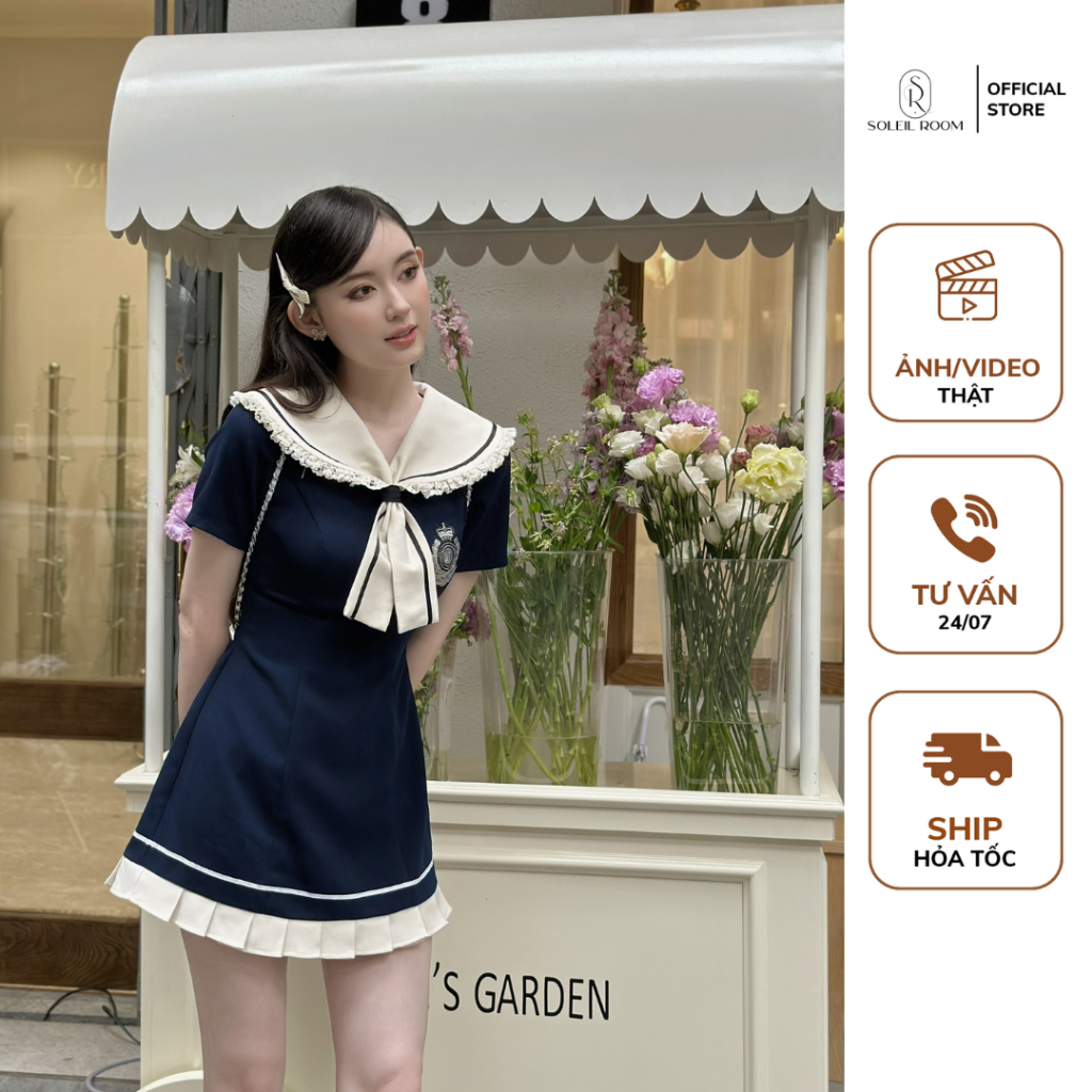 Soleil ROOM ชุดเดรสดีไซน์ผู้หญิงสไตล์นักเรียนญี่ปุ่นหรูหรา SOHEE DRESS <LOGO RANDOM>