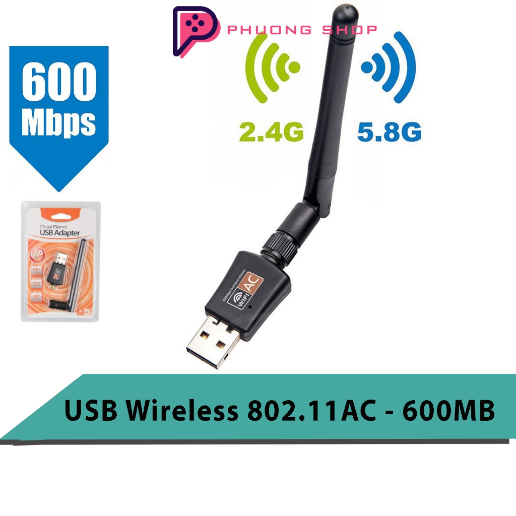 ตัวรับสัญญาณ Usb WiFi 600 Mbps 802.11AC - 1 เคราอัพเกรด WiFi เป ็ น 2 2.4G และ 5G คลื ่ นสําหรับพีซี แล ็ ปท ็ อปดูด wifi ที ่ แข ็ งแกร ่ ง