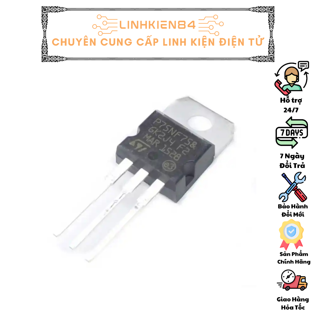 N-Channel Mosfet 75NF75 TO220 MOSFET N-CH 80A 75V