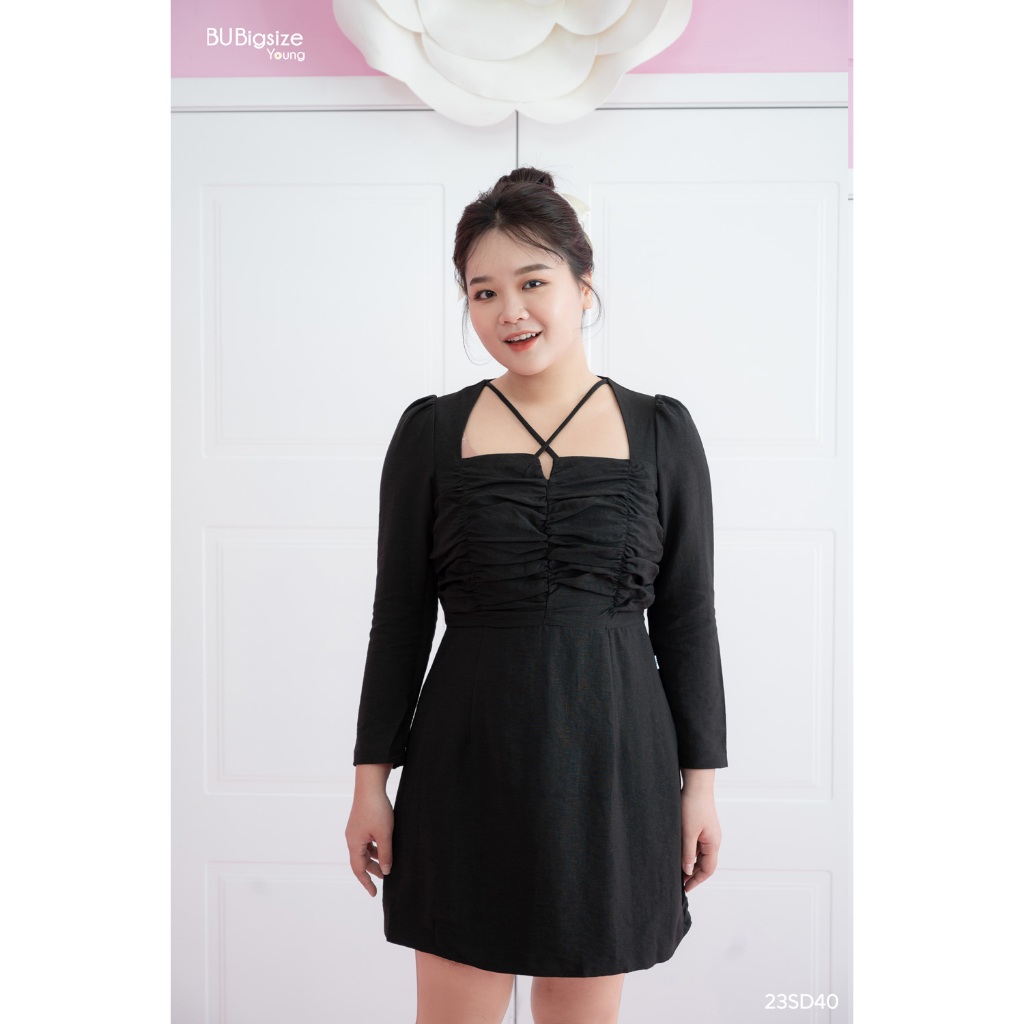ชุดเดรสคอปกไขว้ BIGSIZE - 23SD40 - [BU Bigsize Young]