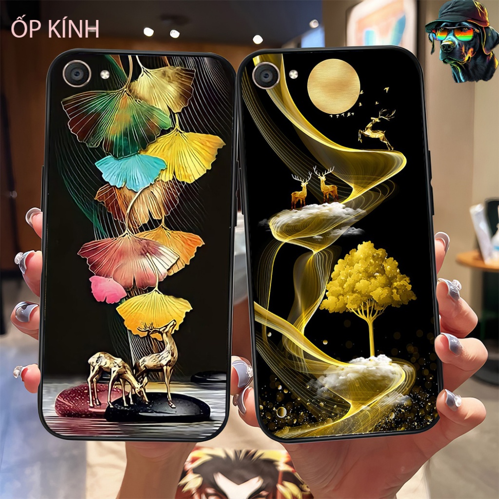 Vivo vivo y53 / vivo y55 2015 / y66 / y71 เคสโทรศัพท์แก้วพิมพ์ลายกวางนําโชค