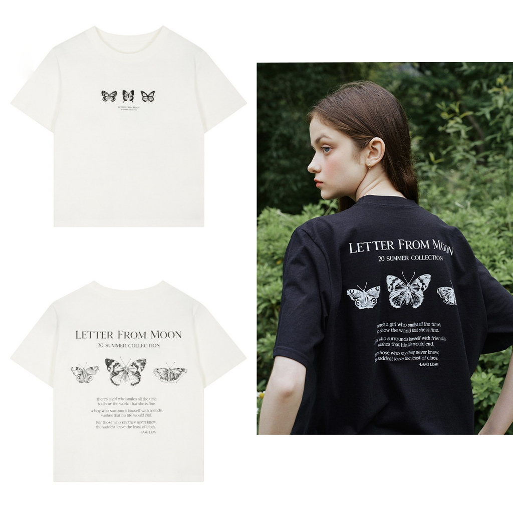 เสื้อยืดเด็กธรรมดาผู้หญิง LETTER FORM MOON JENNIE BLACKPINK 2023 ผ้าฝ้ายหนา 100% VNXK