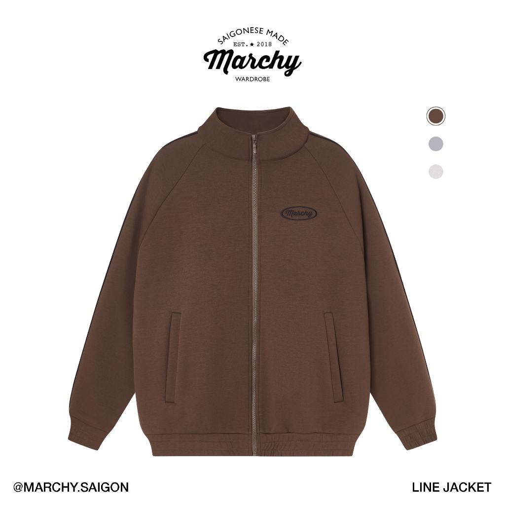 MARCHY - Line Jacket - เสื้อแจ็คเก็ตมีฮู้ดคอปกสูง