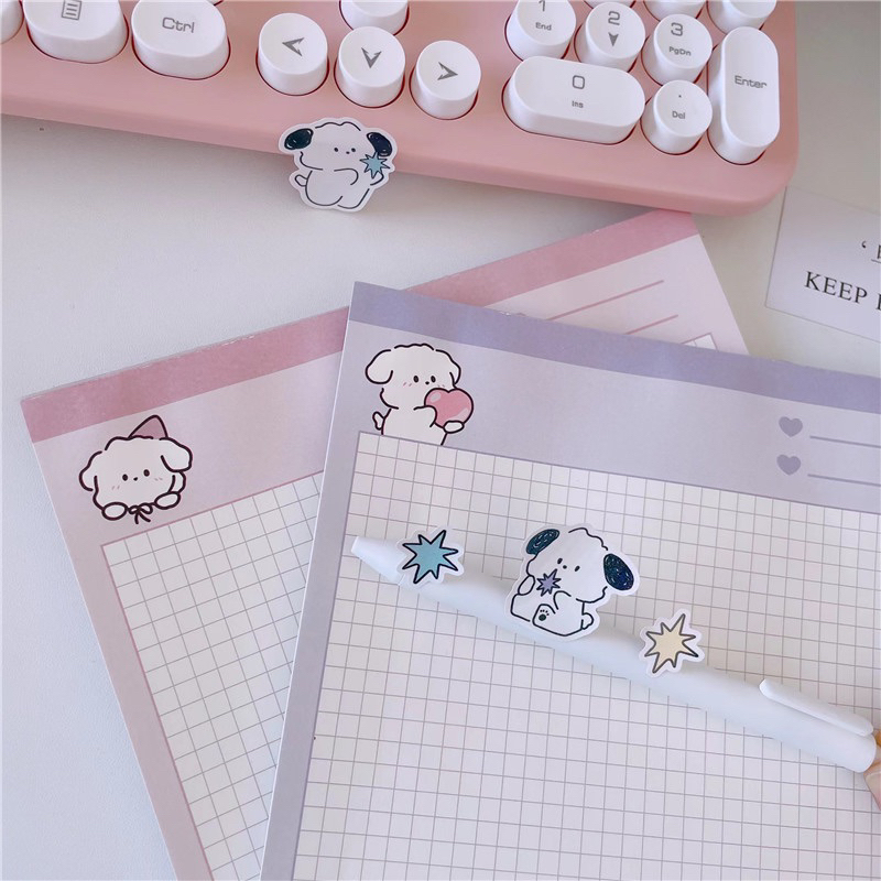 กระดาษโน้ตกระดาษโน้ต Format ขนาดใหญ่ 30 แผ่นขนาด B5 Checkered Lovely Puppy Shape 2023