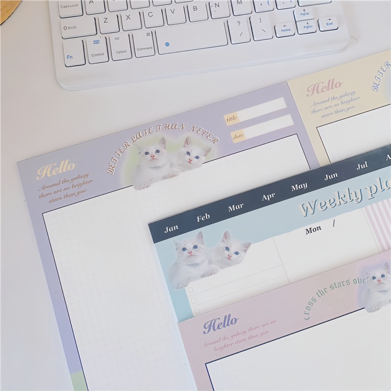 กระดาษโน้ตกระดาษโน้ต 30 แผ่นขนาดใหญ่ Format B5 แมวน่ารัก 2023