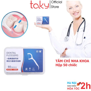 Combo Hộp 50 Tăm Chỉ - Taky, Cây Chỉ Nha Khoa, Vệ sinh Răng Miệng Sạch Sẽ, Răng Chắc Khỏe, An Toàn, Tiện Lợi. 7035