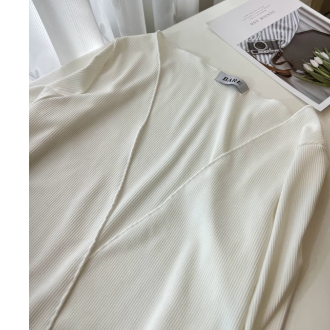 เปลือย_เสื้อสเวตเตอร์ถักตาข่ายแขนยาวผู้หญิงดอกไม้นูนเสื้อสเวตเตอร์ถักสีพื้นแท้ยืดได้เยอะผสมแมทช์ง่าย - ก236, ก074