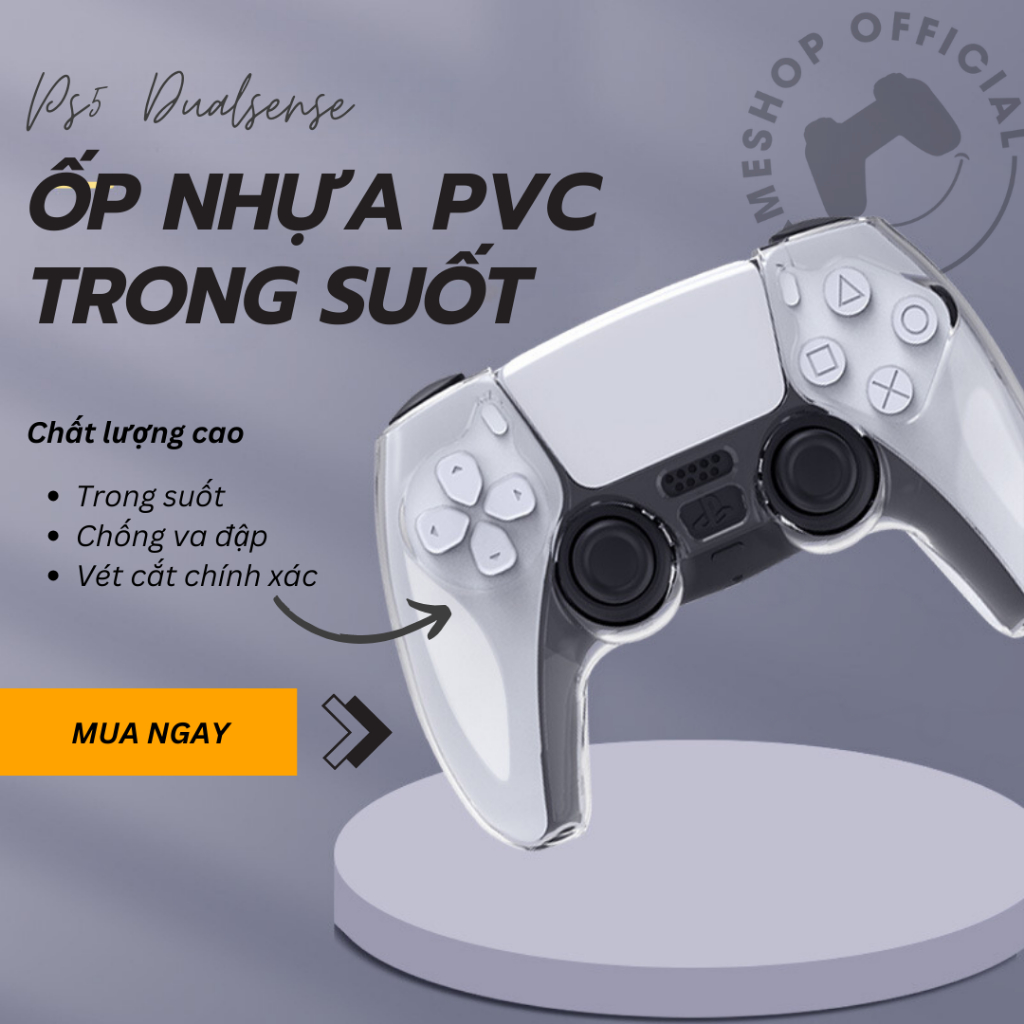 Crystal Case เคสพลาสติกแข็งแบบใสสําหรับคอนโทรลเลอร์ PS5 Dualsense พร้อมการป้องกันแรงกระแทก - H2GameS