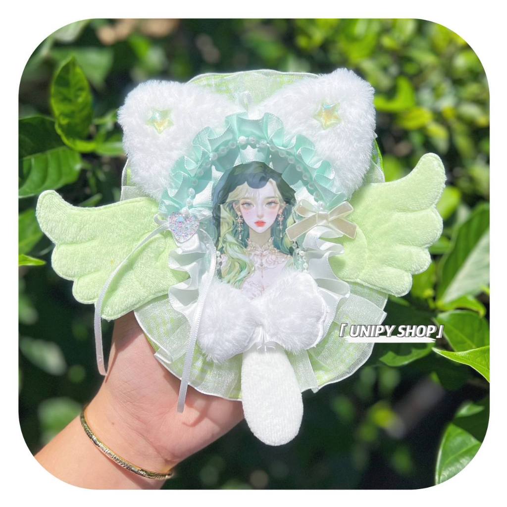 Toploader Decor ผ้าลูกไม้ 3D B8 | แมวเขียวหาง | Kpop Anime Idol Card Holder TR037