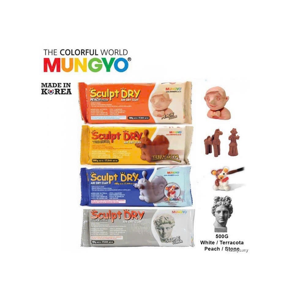 Mungyo Sculpt Dry Air Dry art clay 250g /500g 4 สี สีขาว / ดินเผา / พีช / หิน