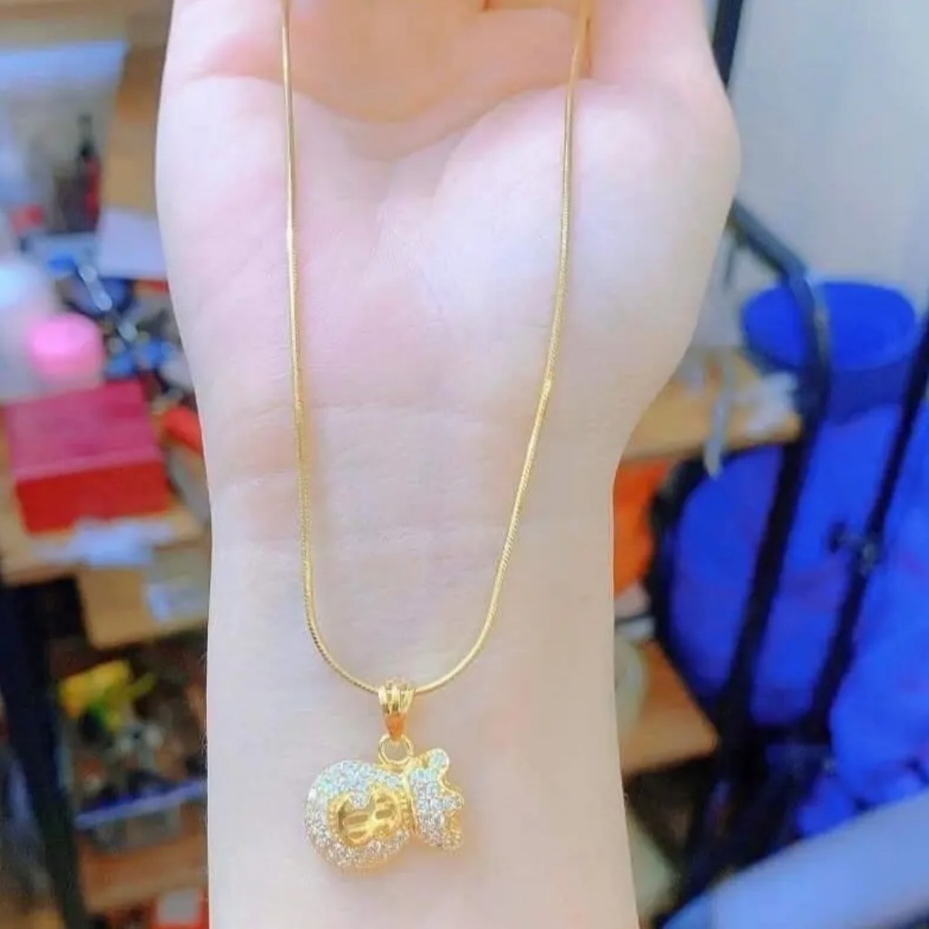 สร้อยคอผู้หญิงเคลือบทองพร้อมถุงเงินนําโชค ที่ไหน6D1721+MTS0596