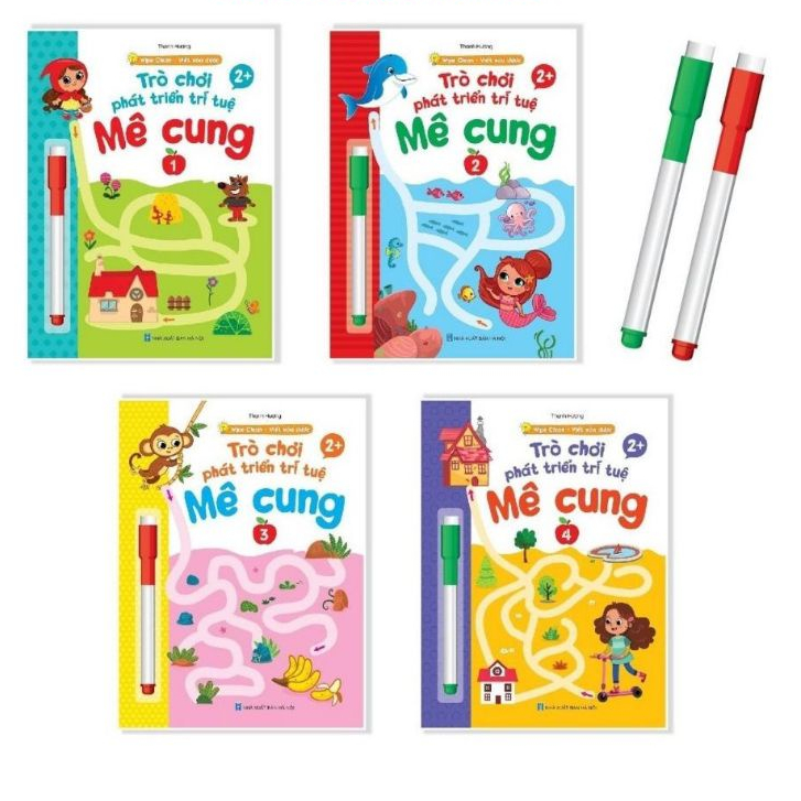 หนังสือ - ชุด 4 Wipe Clean Wipe Clean Wipe Clean Version หนังสือเกมเขาวงกตการพัฒนาทางปัญญาสําหรับเด ็ กอายุ 2-6 ปี