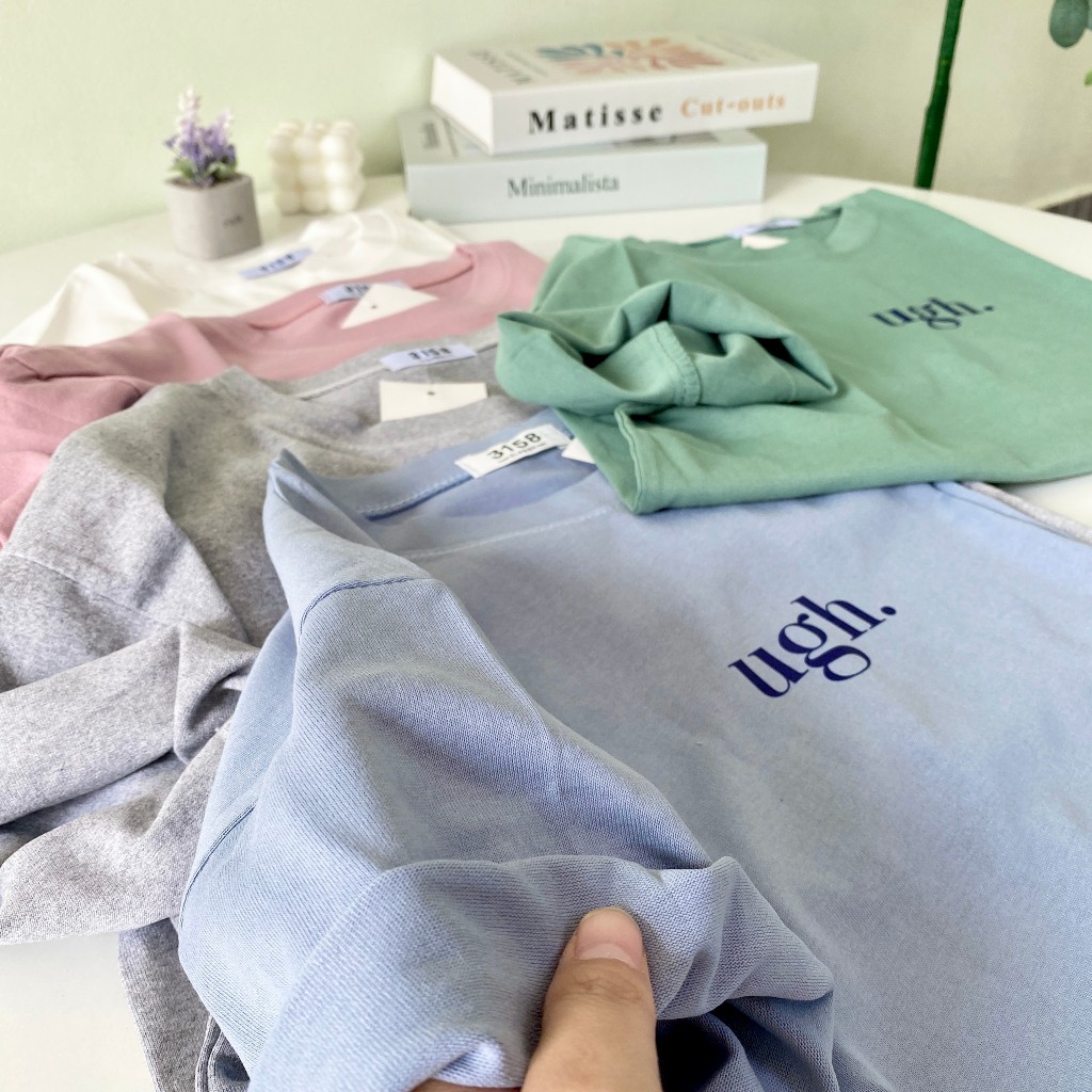 เสื้อยืดผู้หญิง YUSTUDIO 3158 ทรงหลวม ผ้าฝ้ายแห้ง ลาย ugh